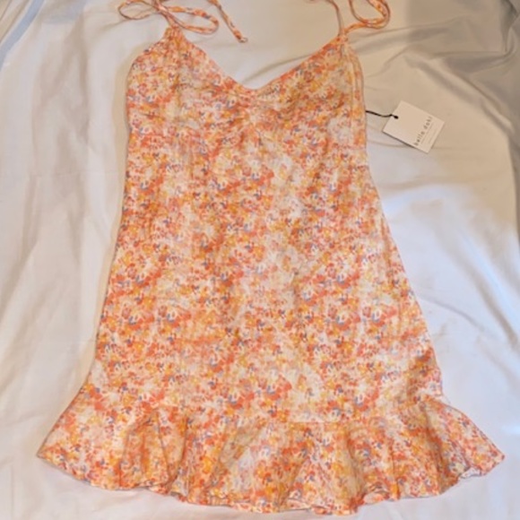 Bella Dahl Tie-Strap Peach Floral Summer Dress Womens Size Small - Picture 3 of 5